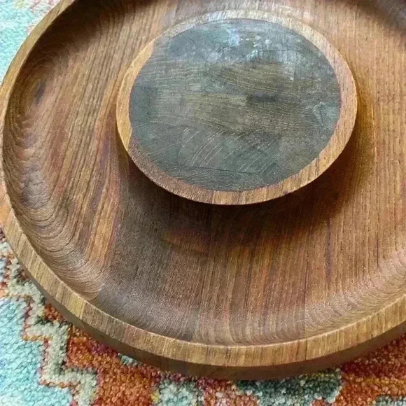 Vintage Dansk round wood serving tray - Picture 6 of 7
